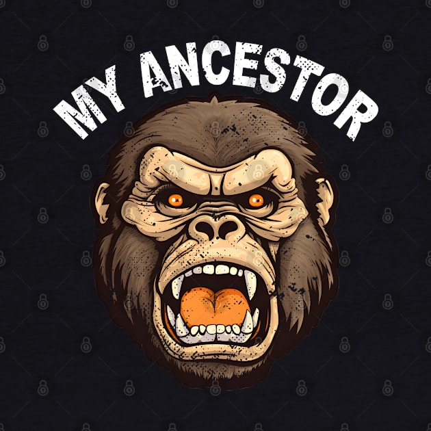 Funny Evolution Monkey Vintage My Ancestor Monkey by Saymen Design